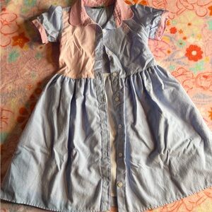 Adorable Blue and Pink Kids Casual Dress